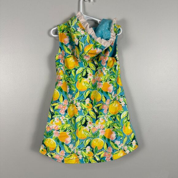 Sweethoney Girls 5 Hooded Terry Cloth Swim Cover Blue Polka Dot Lemons Ruffle - Picture 2 of 3
